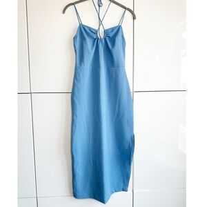Abercrombie & Fitch Stretch Column Midi Dress Cornflower Blue Size XS Key Hole